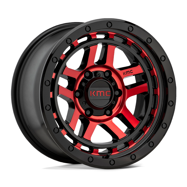 KMC Wheels KM540 Recon 17x8.5 Gloss Black Mach w/Red Tint 18mm ET 71.5mm CB 5x127