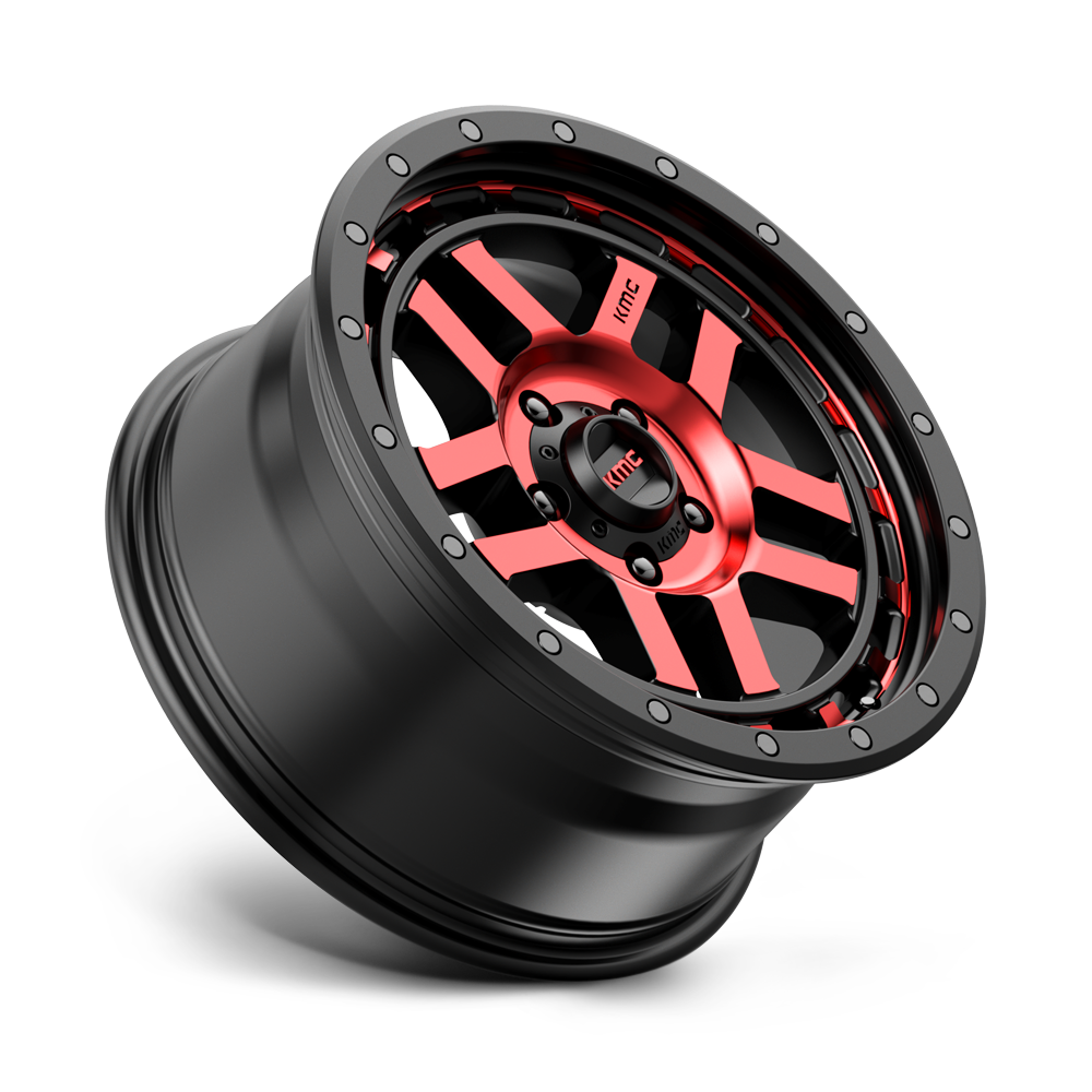 KMC Wheels KM540 Recon 17x8.5 Gloss Black Mach w/Red Tint 18mm ET 71.5mm CB 5x127