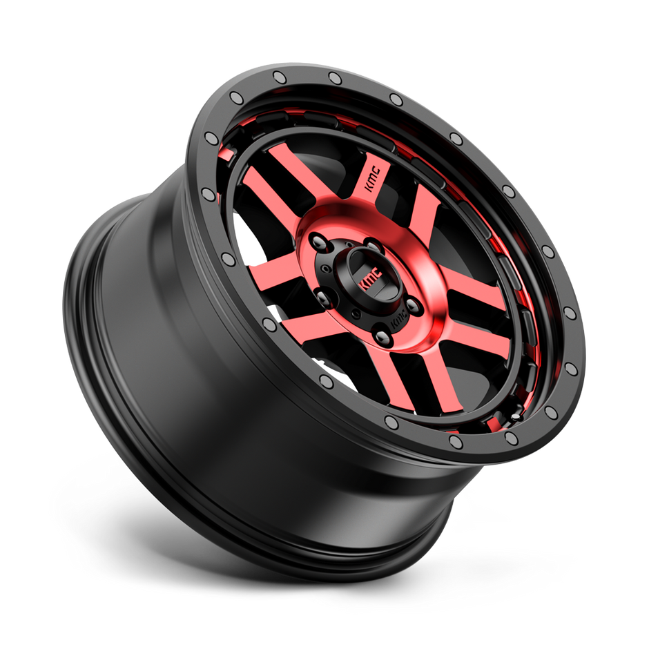 KMC Wheels KM540 Recon 17x8.5 Gloss Black Mach w/Red Tint 18mm ET 71.5mm CB 5x127