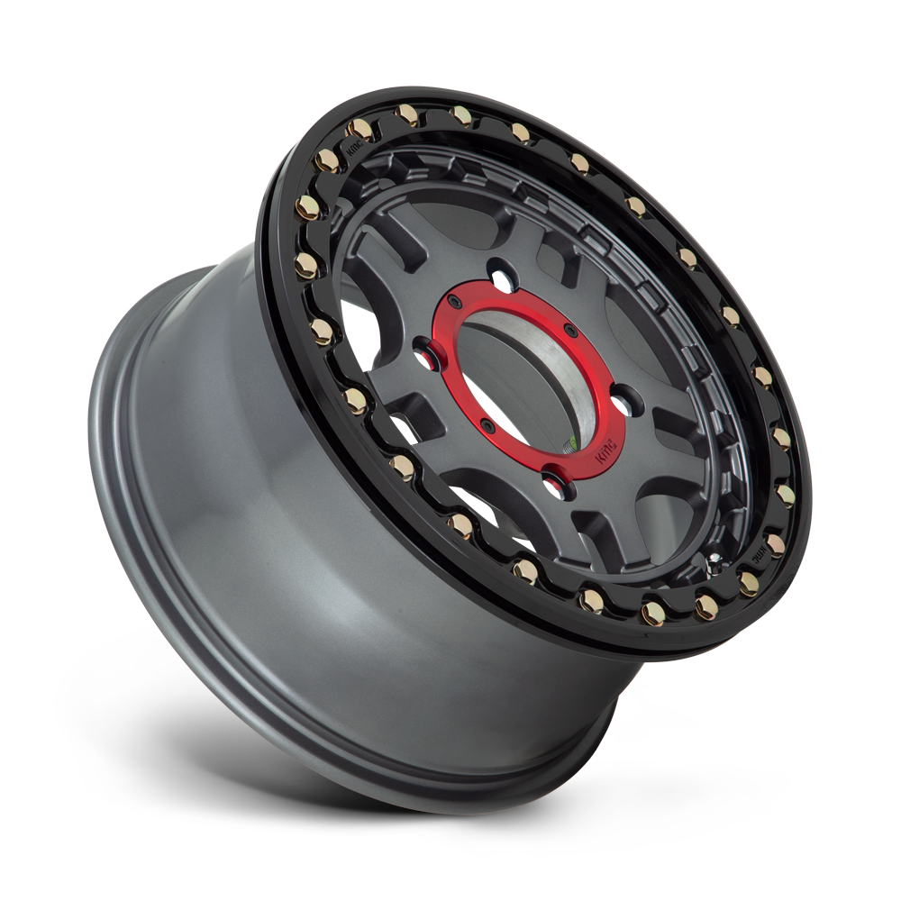 KMC Wheels KS240 Recon Beadlock 15x7 Gunmetal w/Gloss Black Ring 38mm ET 112.1mm CB 4x137