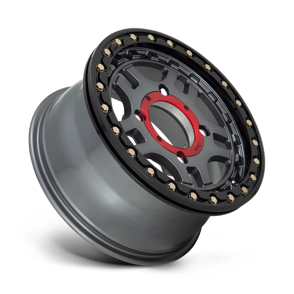 KMC Wheels KS240 Recon Beadlock 15x7 Gunmetal w/Gloss Black Ring 38mm ET 112.1mm CB 4x137