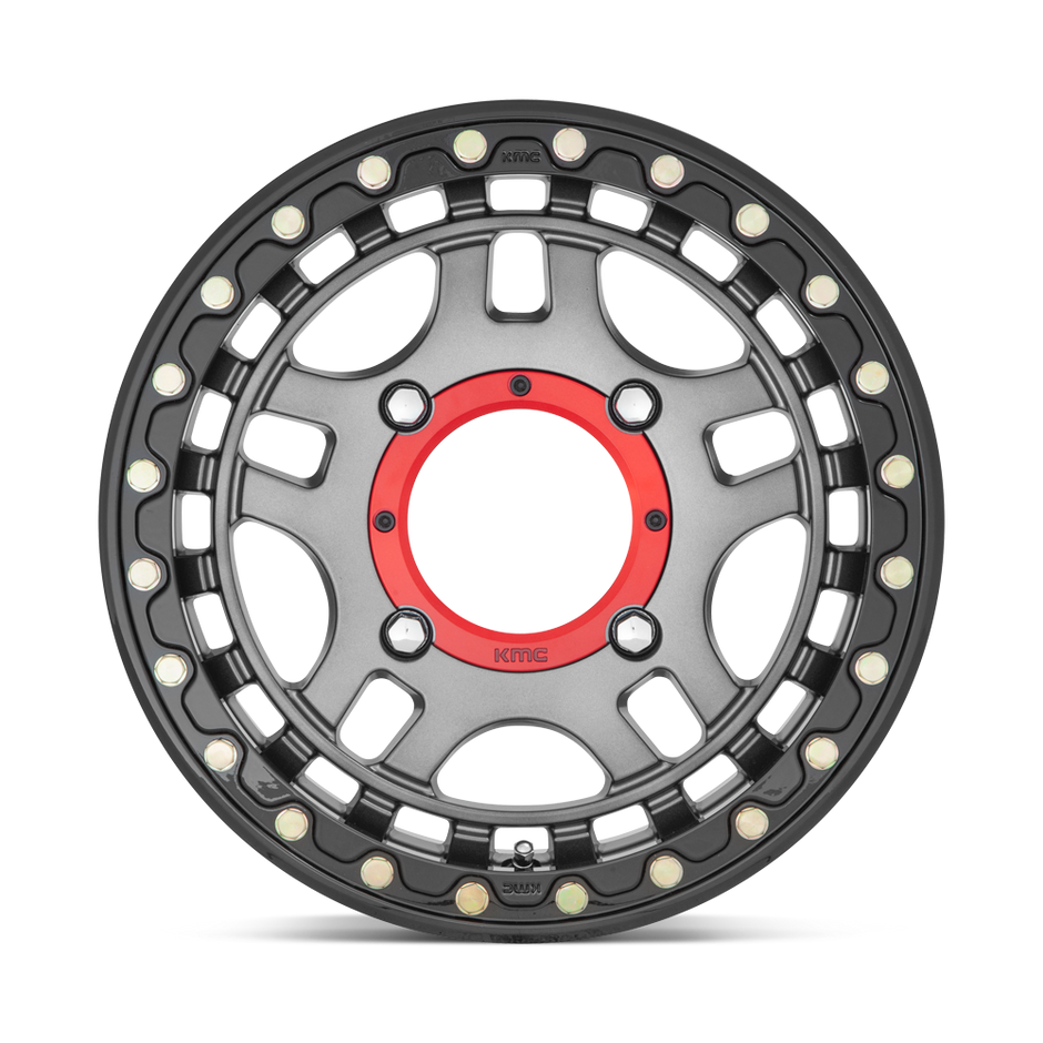 KMC Wheels KS240 Recon Beadlock 15x7 Gunmetal w/Gloss Black Ring 38mm ET 112.1mm CB 4x137