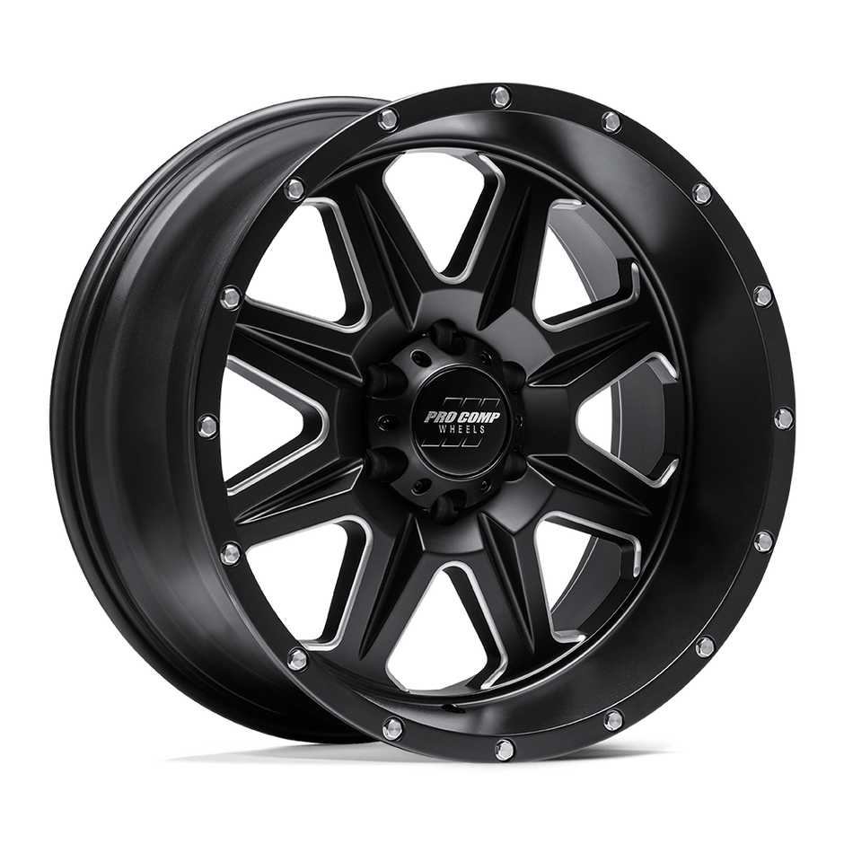 Pro Comp Alloys PA63 Recon 20x10 Satin Black Milled -18mm ET 108mm CB 5x139.7