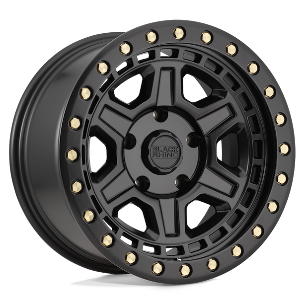 Black Rhino Hard Alloys Reno 17x9 Matte Black w/Brass Bolts -12mm ET 112.1mm CB 6x139.7