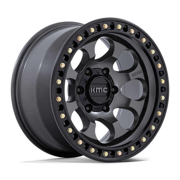 KMC Wheels KM550 Riot SBL 18x9 Anthracite w/Satin Black Lip 18mm ET 66.06mm CB 6x114.3