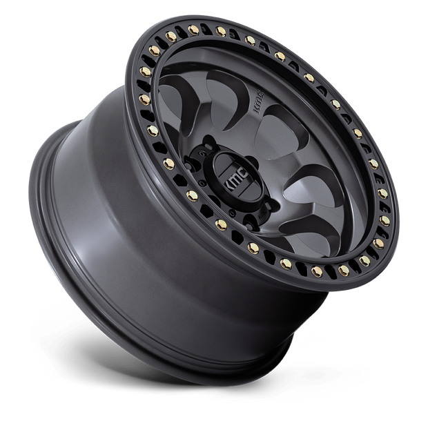 KMC Wheels KM550 Riot SBL 18x9 Anthracite w/Satin Black Lip 18mm ET 66.06mm CB 6x114.3