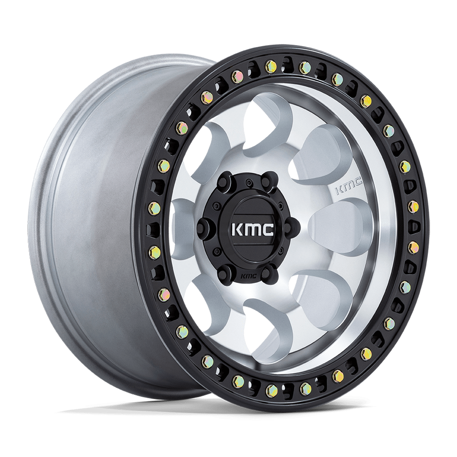 KMC Wheels KM550 Riot SBL 18x9 Machined w/Satin Black Lip 18mm ET 66.06mm CB 6x114.3