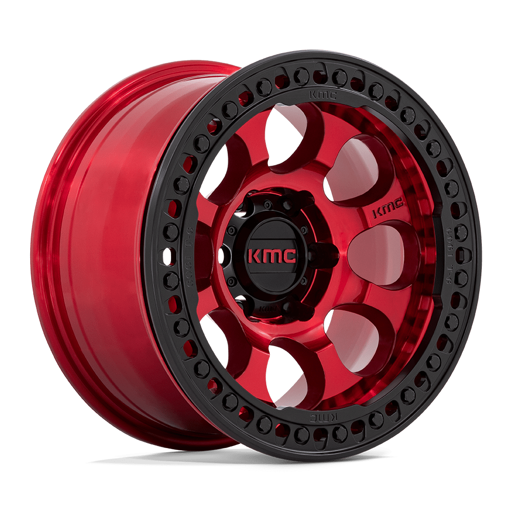 KMC Wheels KM237 Riot Beadlock 17x8.5 Candy Red w/Satin Black Ring 0mm ET 71.5mm CB 5x127