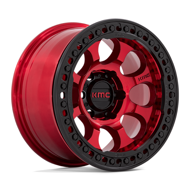 KMC Wheels KM237 Riot Beadlock 17x8.5 Candy Red w/Satin Black Ring 0mm ET 71.5mm CB 5x127