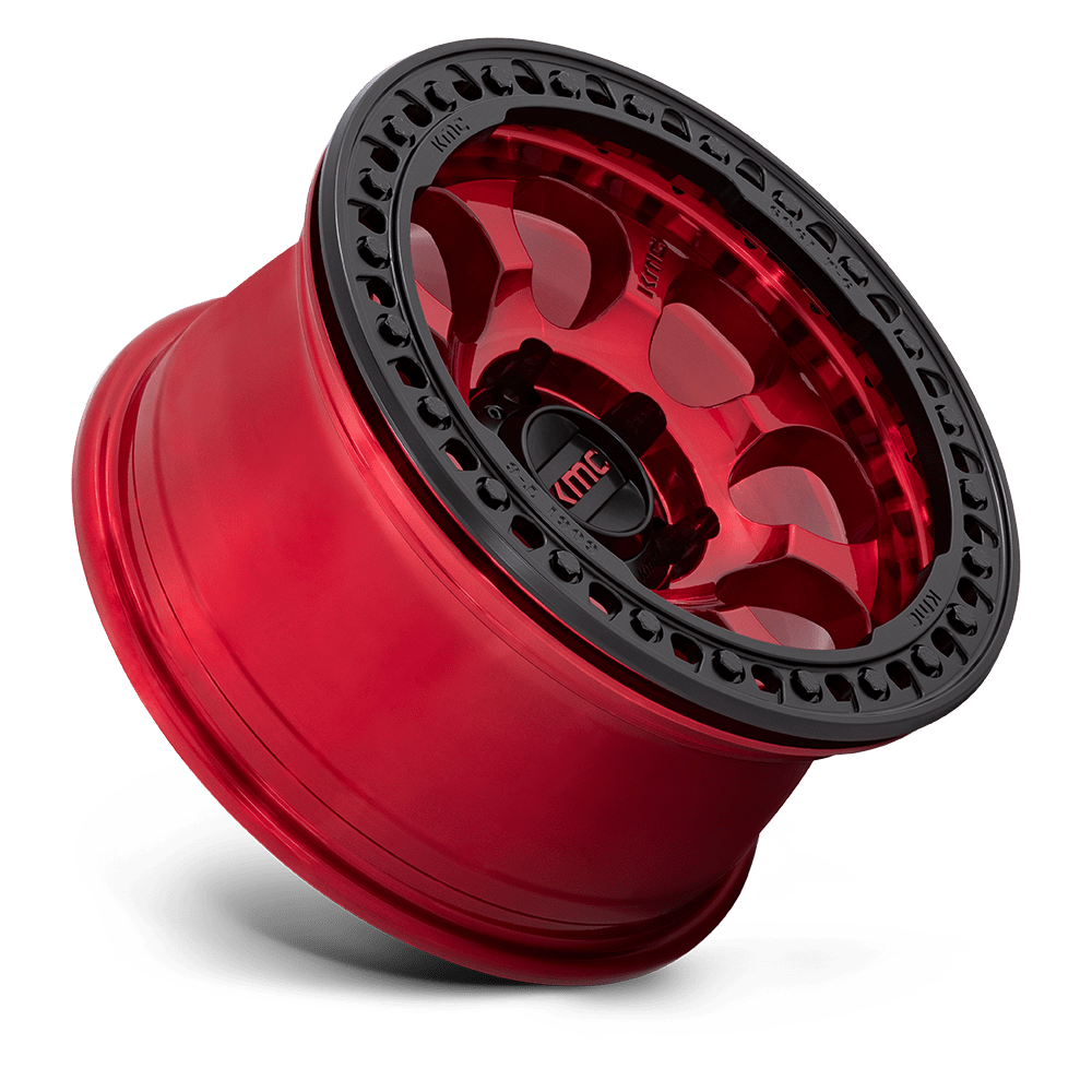 KMC Wheels KM237 Riot Beadlock 17x8.5 Candy Red w/Satin Black Ring 0mm ET 71.5mm CB 5x127