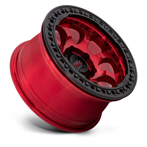 KMC Wheels KM237 Riot Beadlock 17x8.5 Candy Red w/Satin Black Ring 0mm ET 71.5mm CB 5x127