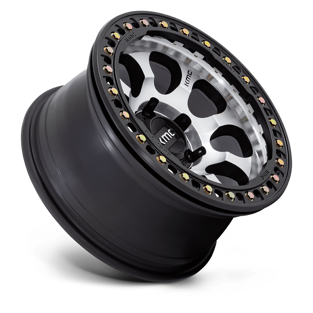 KMC Wheels KM237 Riot Beadlock 17x8.5 Machined w/Satin Black Window & Ring 0mm ET 71.5mm CB 5x127