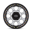 KMC Wheels KM237 Riot Beadlock 17x8.5 Machined w/Satin Black Window & Ring 0mm ET 71.5mm CB 5x127