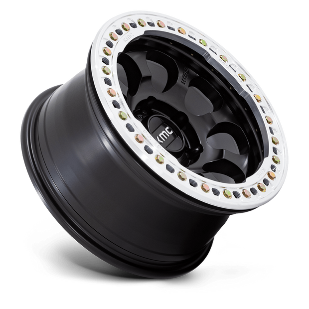 KMC Wheels KM237 Riot Beadlock 17x8.5 Satin Black w/Machined Ring 0mm ET 71.5mm CB 5x127
