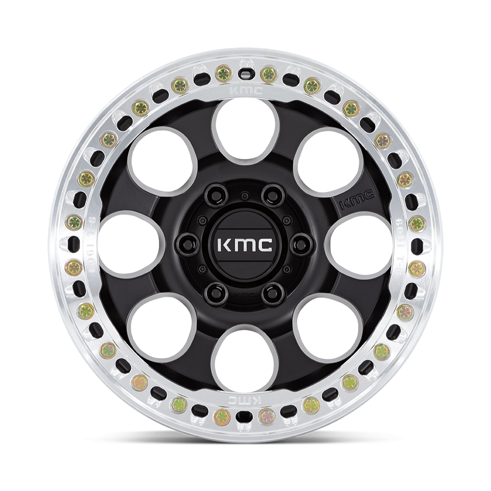 KMC Wheels KM237 Riot Beadlock 17x8.5 Satin Black w/Machined Ring 0mm ET 71.5mm CB 5x127