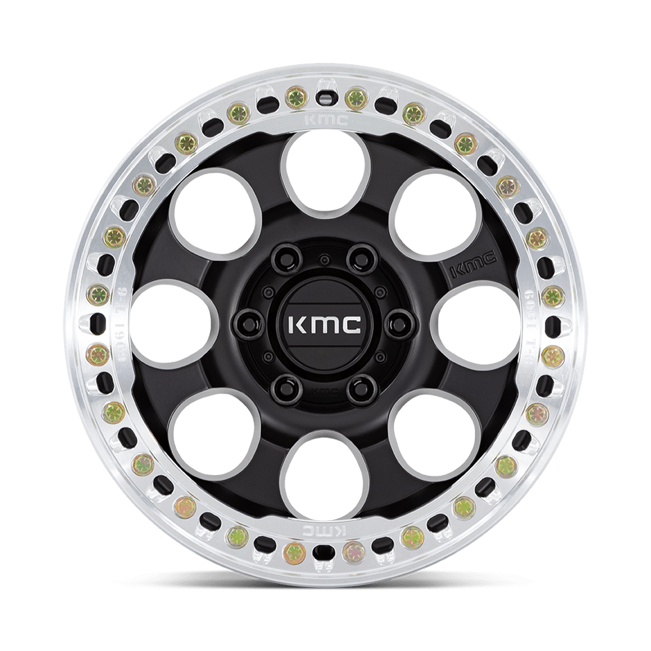 KMC Wheels KM237 Riot Beadlock 17x8.5 Satin Black w/Machined Ring 0mm ET 71.5mm CB 5x127