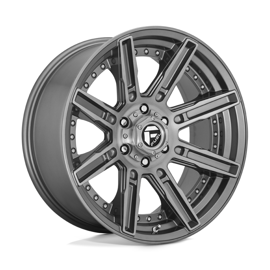 Fuel Wheels D710 Rogue Platinum 20x10 Brushed Gunmetal w/Tinted Clear -18mm ET 124.2mm CB 8x180