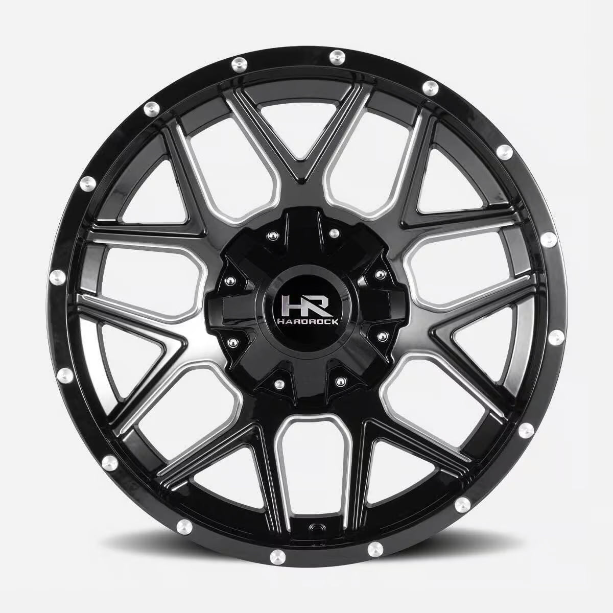 Hardrock Offroad Rugged 22x10 Gloss Black Milled -25mm ET 87mm CB 5x127/5x139.7 wheel
