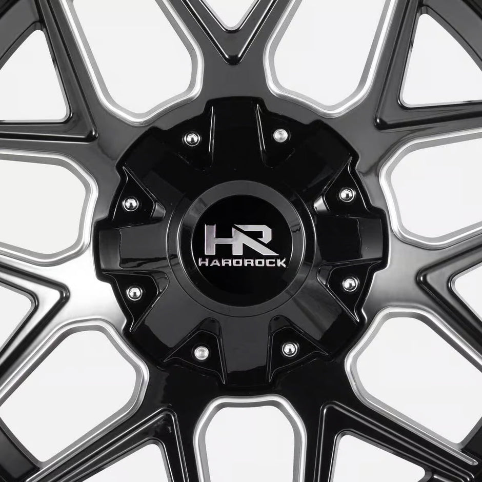 Hardrock Offroad Rugged 22x10 Gloss Black Milled -25mm ET 87mm CB 5x127/5x139.7 wheel