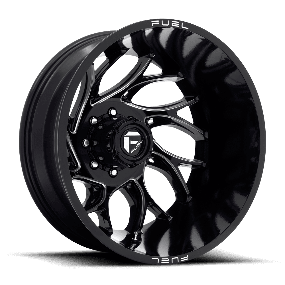 Fuel Wheels D741 Runner Dually-Rear Outer 22x8.25 Gloss Black Milled -240mm ET 121.5mm CB 8x165.1