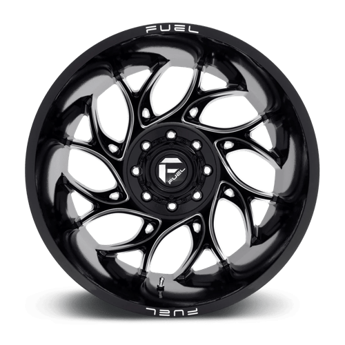 Fuel Wheels D741 Runner Dually-Rear Outer 22x8.25 Gloss Black Milled -240mm ET 121.5mm CB 8x165.1