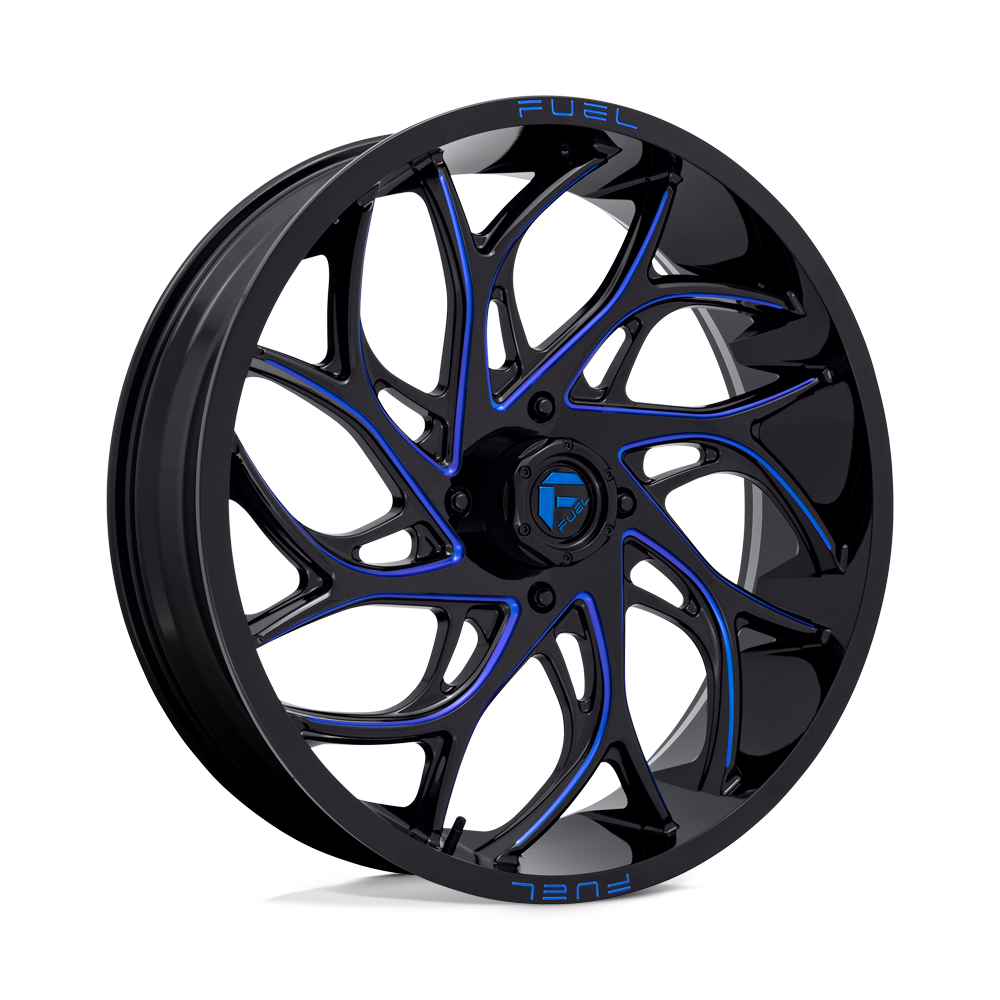 Fuel Wheels D778 Runner UTV 18x7 Gloss Black Milled W/Candy Blue 13mm ET 132mm CB 4x156