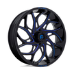 Fuel Wheels D778 Runner UTV 18x7 Gloss Black Milled W/Candy Blue 13mm ET 132mm CB 4x156
