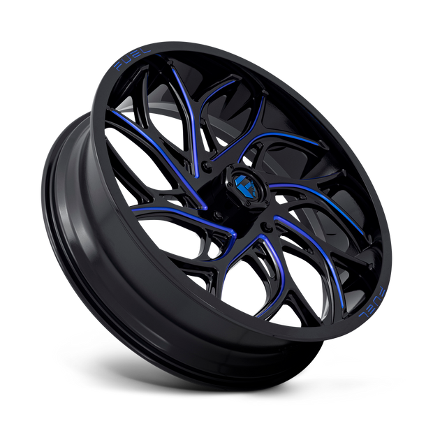 Fuel Wheels D778 Runner UTV 18x7 Gloss Black Milled W/Candy Blue 13mm ET 132mm CB 4x156
