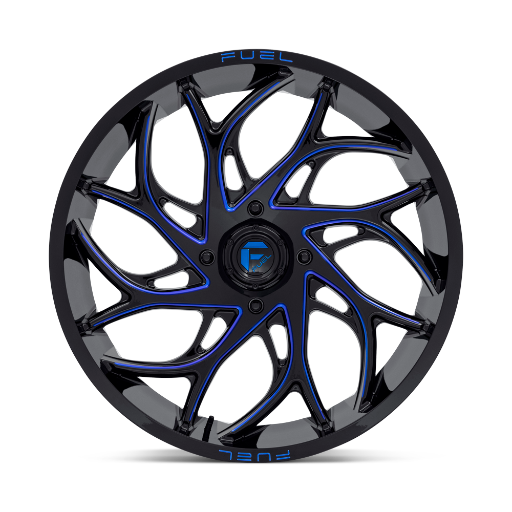 Fuel Wheels D778 Runner UTV 18x7 Gloss Black Milled W/Candy Blue 13mm ET 132mm CB 4x156