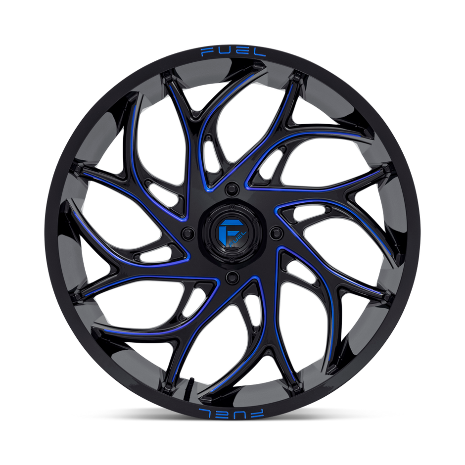 Fuel Wheels D778 Runner UTV 18x7 Gloss Black Milled W/Candy Blue 13mm ET 132mm CB 4x156