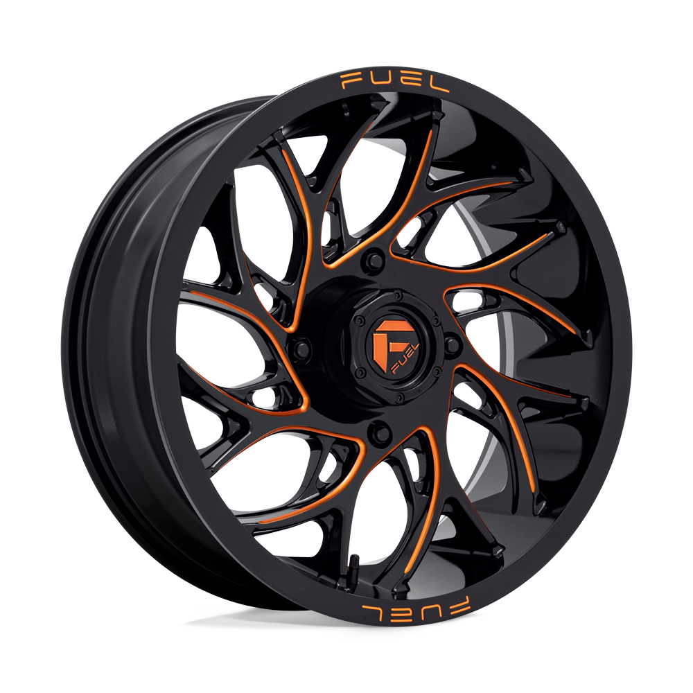 Fuel Wheels D780 Runner UTV 18x7 Gloss Black Milled W/Orange 13mm ET 132mm CB 4x156