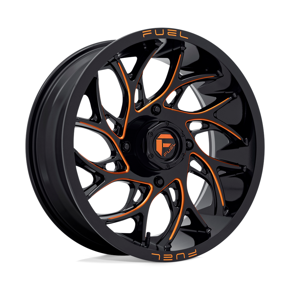 Fuel Wheels D780 Runner UTV 18x7 Gloss Black Milled W/Orange 13mm ET 132mm CB 4x156