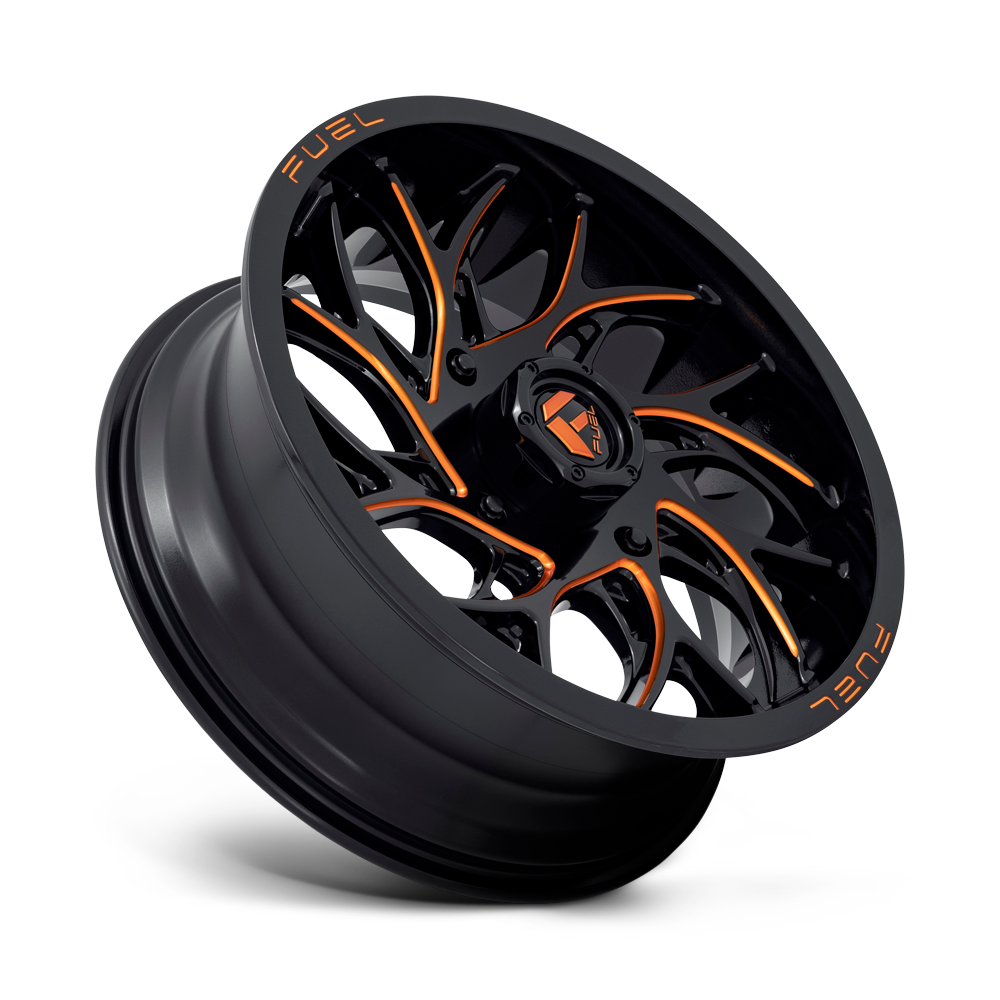 Fuel Wheels D780 Runner UTV 18x7 Gloss Black Milled W/Orange 13mm ET 132mm CB 4x156