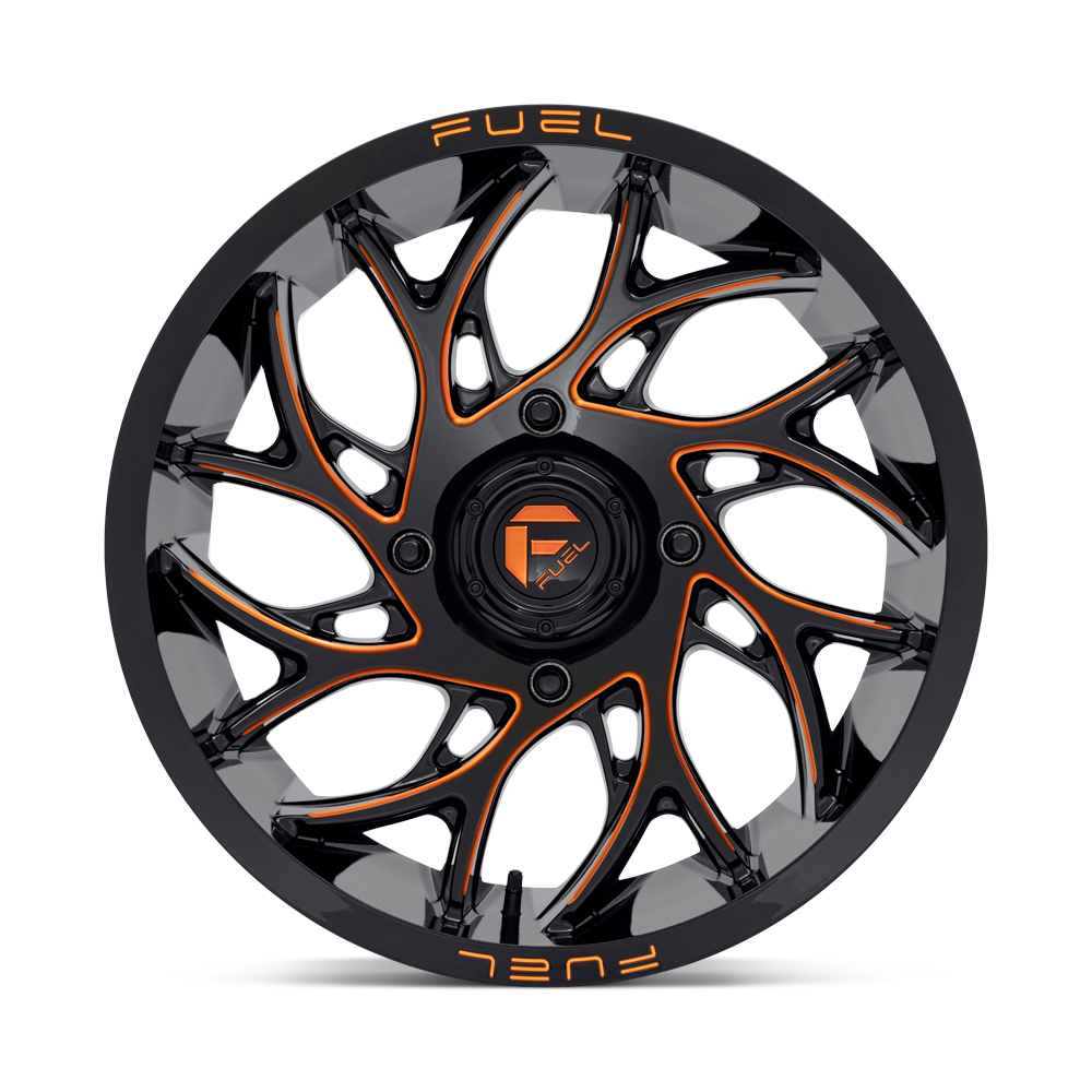 Fuel Wheels D780 Runner UTV 18x7 Gloss Black Milled W/Orange 13mm ET 132mm CB 4x156