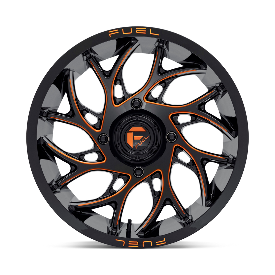 Fuel Wheels D780 Runner UTV 18x7 Gloss Black Milled W/Orange 13mm ET 132mm CB 4x156