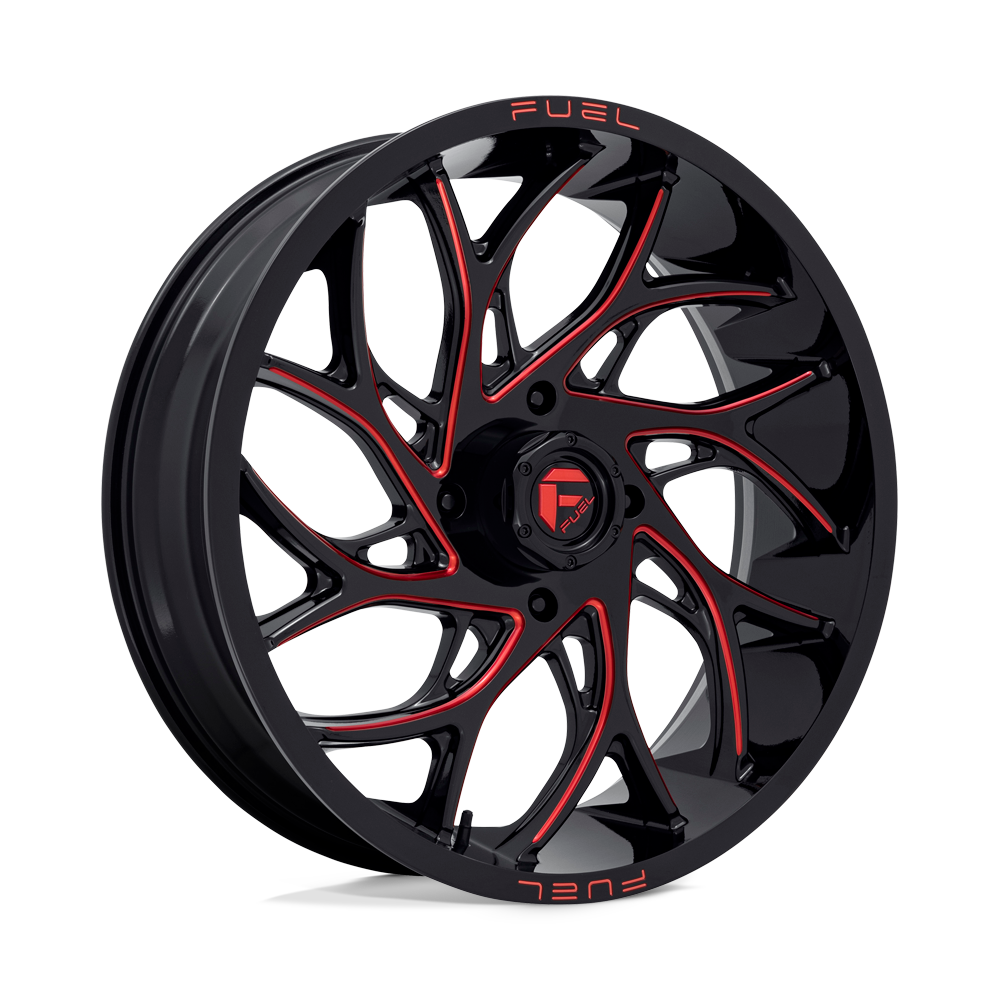 Fuel Wheels D779 Runner UTV 18x7 Gloss Black Milled W/Candy Red 13mm ET 132mm CB 4x156