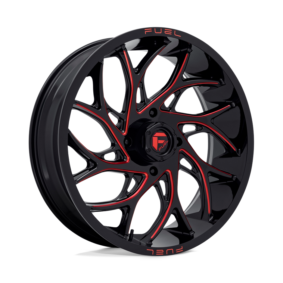 Fuel Wheels D779 Runner UTV 18x7 Gloss Black Milled W/Candy Red 13mm ET 132mm CB 4x156