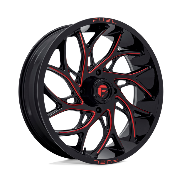 Fuel Wheels D779 Runner UTV 18x7 Gloss Black Milled W/Candy Red 13mm ET 132mm CB 4x156