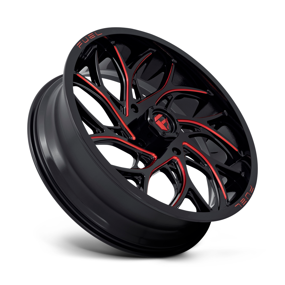Fuel Wheels D779 Runner UTV 18x7 Gloss Black Milled W/Candy Red 13mm ET 132mm CB 4x156