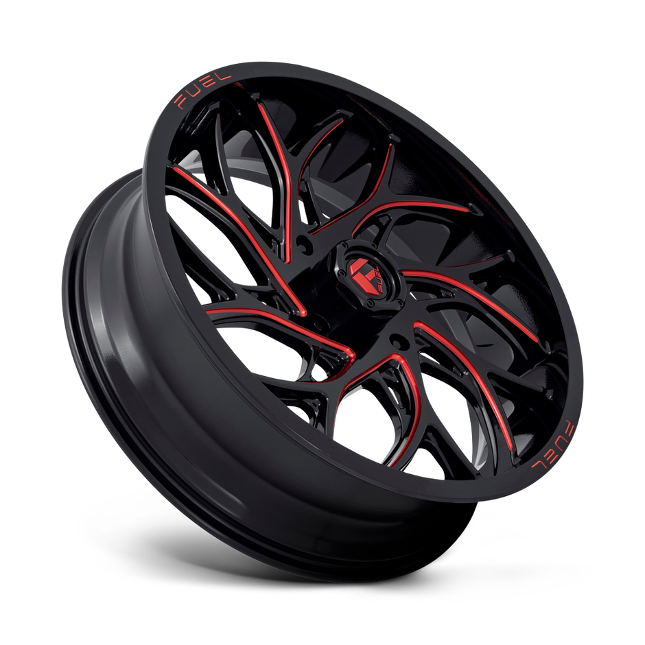 Fuel Wheels D779 Runner UTV 18x7 Gloss Black Milled W/Candy Red 13mm ET 132mm CB 4x156