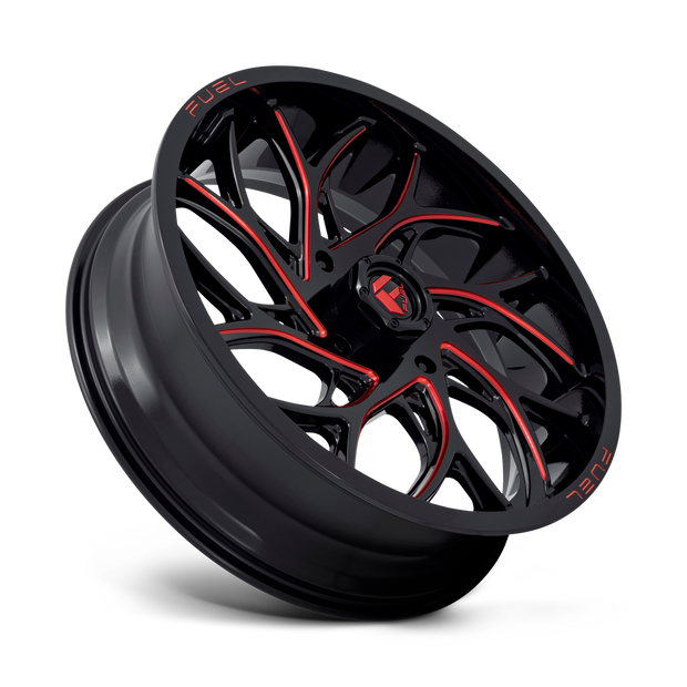Fuel Wheels D779 Runner UTV 18x7 Gloss Black Milled W/Candy Red 13mm ET 132mm CB 4x156