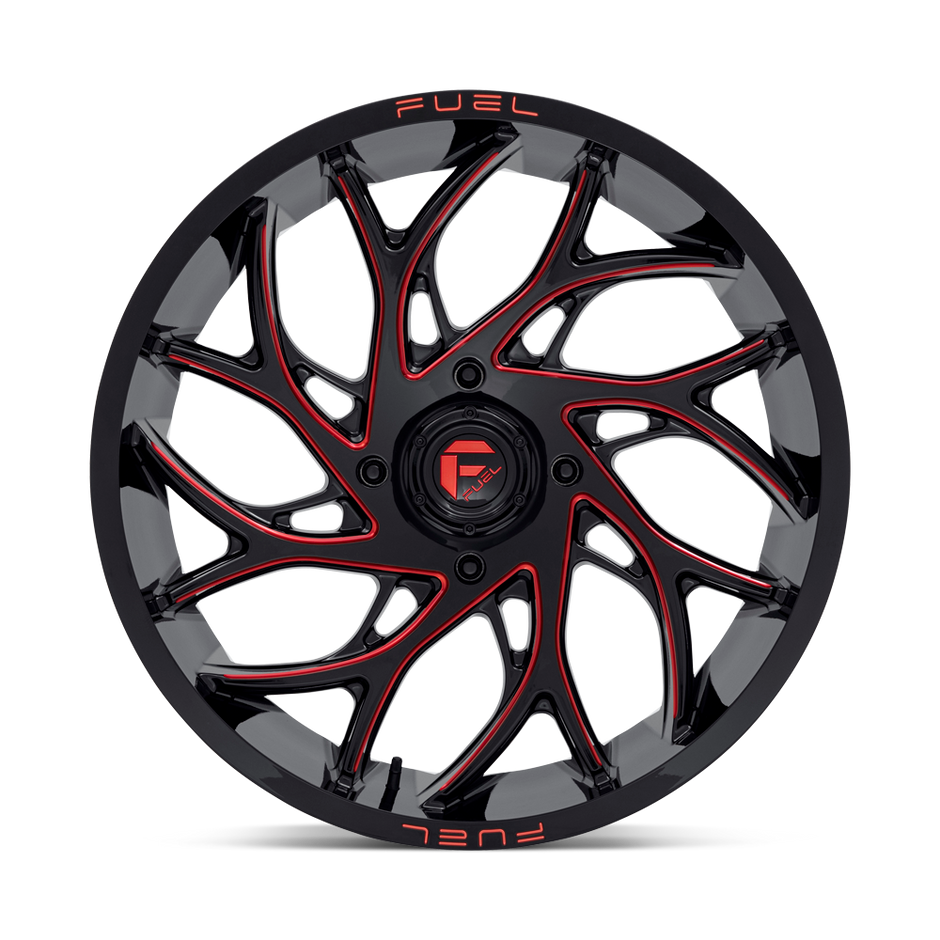 Fuel Wheels D779 Runner UTV 18x7 Gloss Black Milled W/Candy Red 13mm ET 132mm CB 4x156