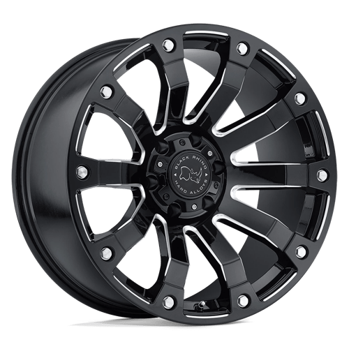 Black Rhino Hard Alloys Selkirk 20x10 Gloss Black Milled -12mm ET 78.1mm CB 5x139.7