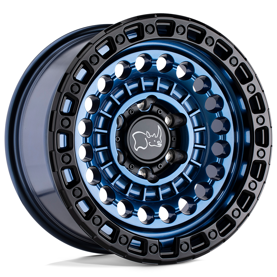 Black Rhino Hard Alloys Sentinel 17x8.5 Cobalt Blue w/Black Ring -18mm ET 124.2mm CB 8x180