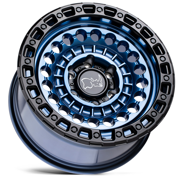 Black Rhino Hard Alloys Sentinel 17x8.5 Cobalt Blue w/Black Ring -10mm ET 112.1mm CB 6x139.7