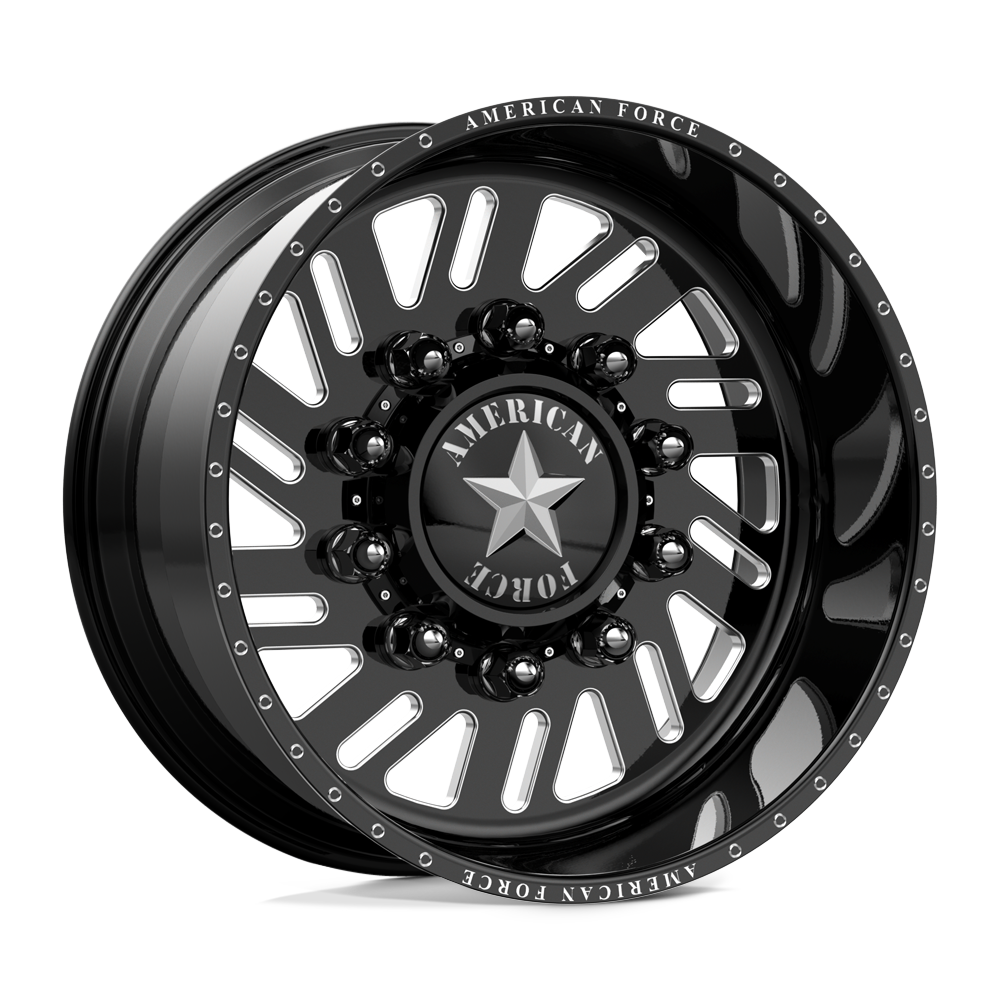 American Force Shift SD forged wheels in gloss black milled finish, three-quarter view