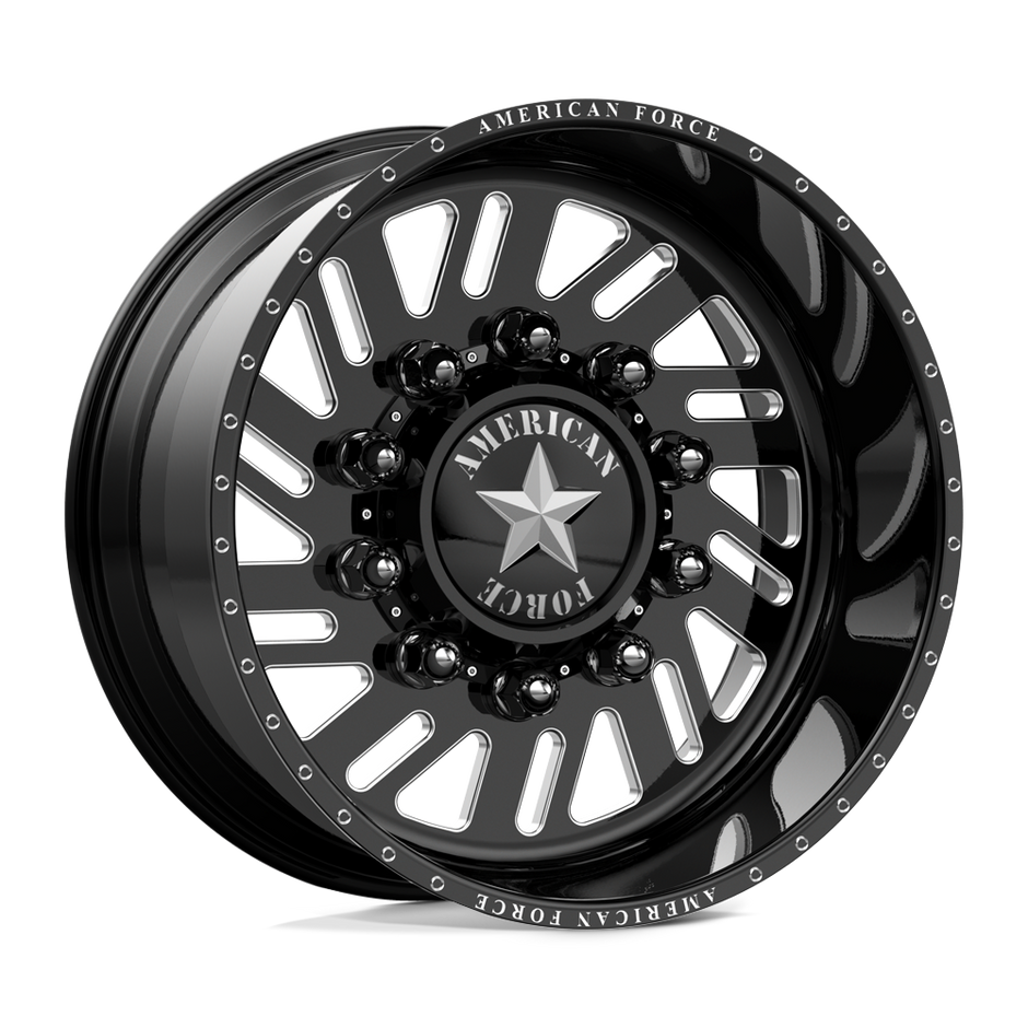 American Force Shift SD forged wheels in gloss black milled finish, three-quarter view