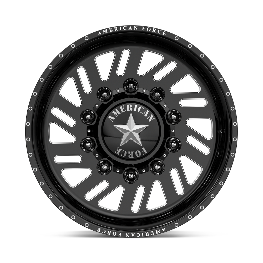 American Force Shift SD forged wheels in gloss black milled finish, face view