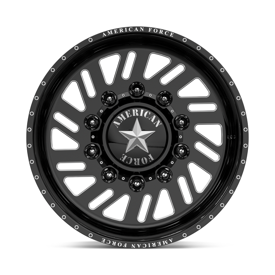 American Force Shift SD forged wheels in gloss black milled finish, face view