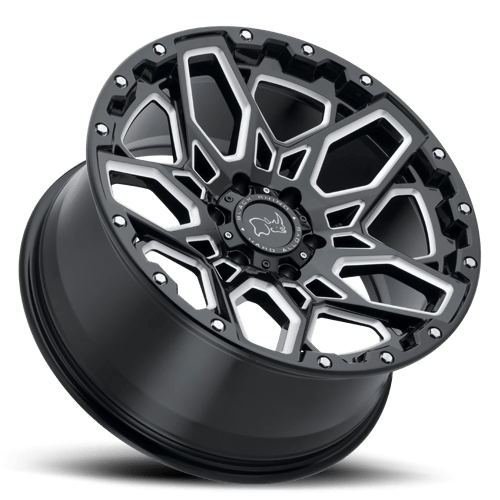 Black Rhino Hard Alloys Shrapnel 20x9.5 Gloss Black w/Milled Spokes 12mm ET 110.1mm CB 5x150
